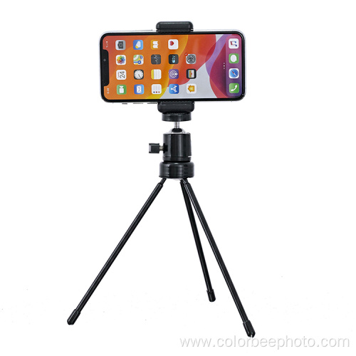 Desktop Mini Metal tripod Stand with phone clip